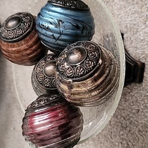 Kirklands Decorative Glass bowl with orbs